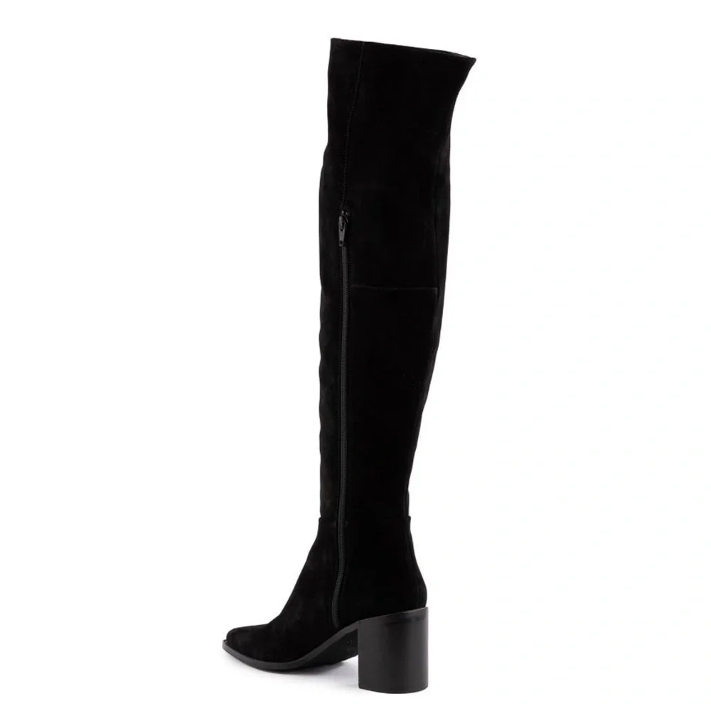 New Seychelles Gifted Tall Boot Over The Knee Black Suede Sz 6